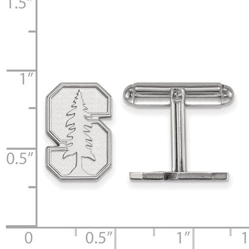 Rhodium-Plated Sterling Silver Stanford University Cuff Links, 15X10MM