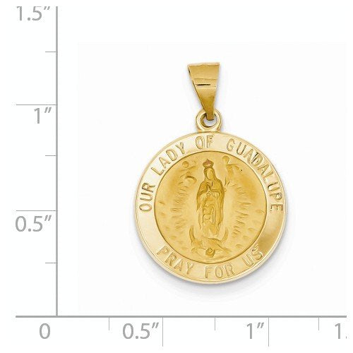 14k Yellow Gold Our Lady Of Guadalupe Medal Pendant (21X18MM)