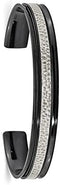 Men's Black Ti 10mm Argentinium Sterling Silver Hammered Inlay Cuff Bracelet, 7"