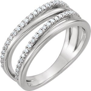 Diamond Open-Cut Layered Band, Sterling Silver (.25 Ctw, GH Color, I1 Clarity) Size 6