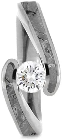The Men's Jewelry Store (Unisex Jewelry) Diamond Seymchan Meteorite 10mm Comfort-Fit Titanium Engagement Ring, Size 4.25