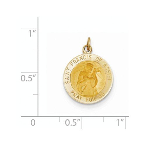 14k Yellow Gold Saint Francis Of Assisi Medal Charm (23X15MM)