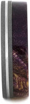 Purple Box Elder Burl Wood, Grooved Pinstripe 6mm Sandblasted Titanium Comfort-Fit Band, Size 8.5