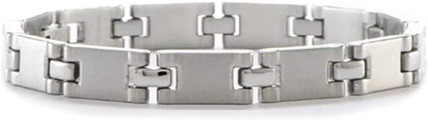 Men's Brushed and Polished Stainless Steel 7mm link Bracelet, 8.5 Inches