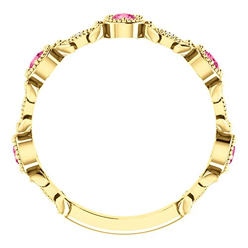 Pink Tourmaline and Diamond Vintage-Style Ring, 14k Yellow Gold (0.03 Ctw, G-H Color, I1 Clarity)