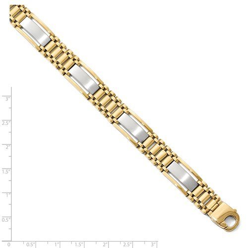 Men's Two-Tone 14k Yellow and White Gold 12.5mm Link Bracelet, 8.5"