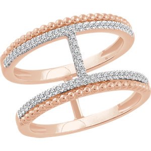 Diamond Negative Space Ring, 14k Rose Gold, (1/5 Ctw, Color G+, Clarity I1), Size 7