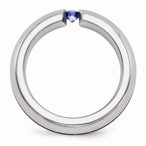 Radiance Collection Gray and Blue Titanium Blue Sapphire 6mm Band