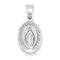 Rhodium-Plated 14k White Gold Satin Miraculous Medal Charm Pendant (18X11 MM)