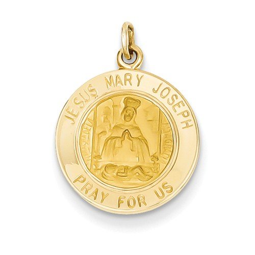 14k Yellow Gold Jesus, Mary, Joseph Medal Charm (20X15MM)