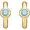 Blue Zircon J-Hoop Earrings, 14k Yellow Gold