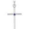 Blue Sapphire Inset Cross Rhodium-Plated 14k White Gold Pendant (22.65x11.4MM)