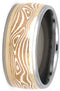 Copper and Silver Mokume 10mm Comfort-Fit Titanium Band