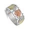 Diamond-Cut Band Ring, Sterling Silver, 12k Green and Rose Gold Black Hills Gold Motif