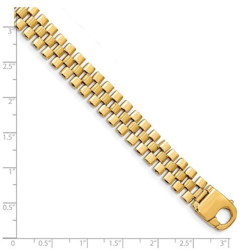 Men's Polished and Satin 14k Yellow Gold 10.5mm Link Bracelet, 8.5 "