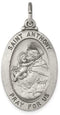 Sterling Silver Antiqued Saint Anthony Medal (35x20MM)
