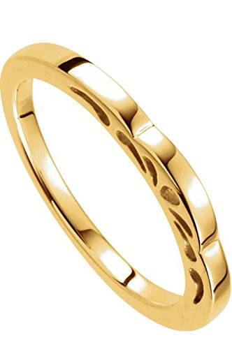 Cut-Out Paisley 3mm Stackable 14k Yellow Gold Ring, Size 4.5