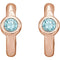 Blue Zircon J-Hoop Earrings, Rhodium-Plated 14k Rose Gold