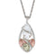 CZ Marquise Pendant Necklace, Sterling Silver, 12k Green and Rose Gold Black Hills Gold Motif, 18"
