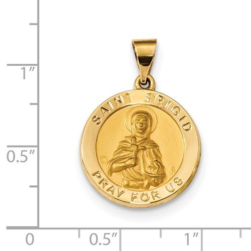 14k Yellow Gold St. Brigid Hollow Medal Pendant (19X19MM)