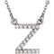 Diamond Initial 'Z' Rhodium Plate 14K White Gold (1/10 Cttw, GH Color, I1 Clarity), 16.25"