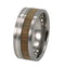 Bamboo Wood, Sterling Silver 7mm Comfort Fit Titanium Wedding Band, Size 10