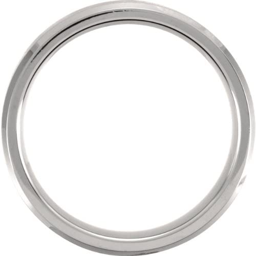 Brushed Satin Titanium, Inlaid Sterling Silver 7mm Comfort-Fit Ring, Size 14.25