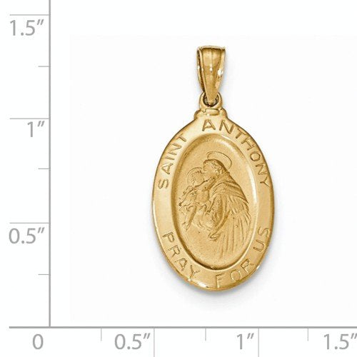 14k Yellow Gold Saint Anthony Oval Medal Pendant