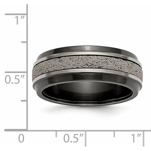 Edward Mirell Black Titanium with Grey Concrete Inlay Stepped 8mm Comfort-Fit Band