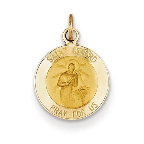 14k Yellow Gold Saint Gerard Medal Charm (19X12MM)