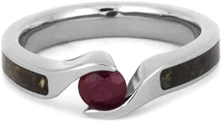 Ruby, Dinosaur Bone 3.5mm Comfort-Fit Titanium Bypass Engagement Ring, Size 4.75