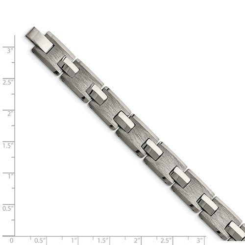 Men's Satin-Brushed Tungsten Panther Link Bracelet, 8.5"