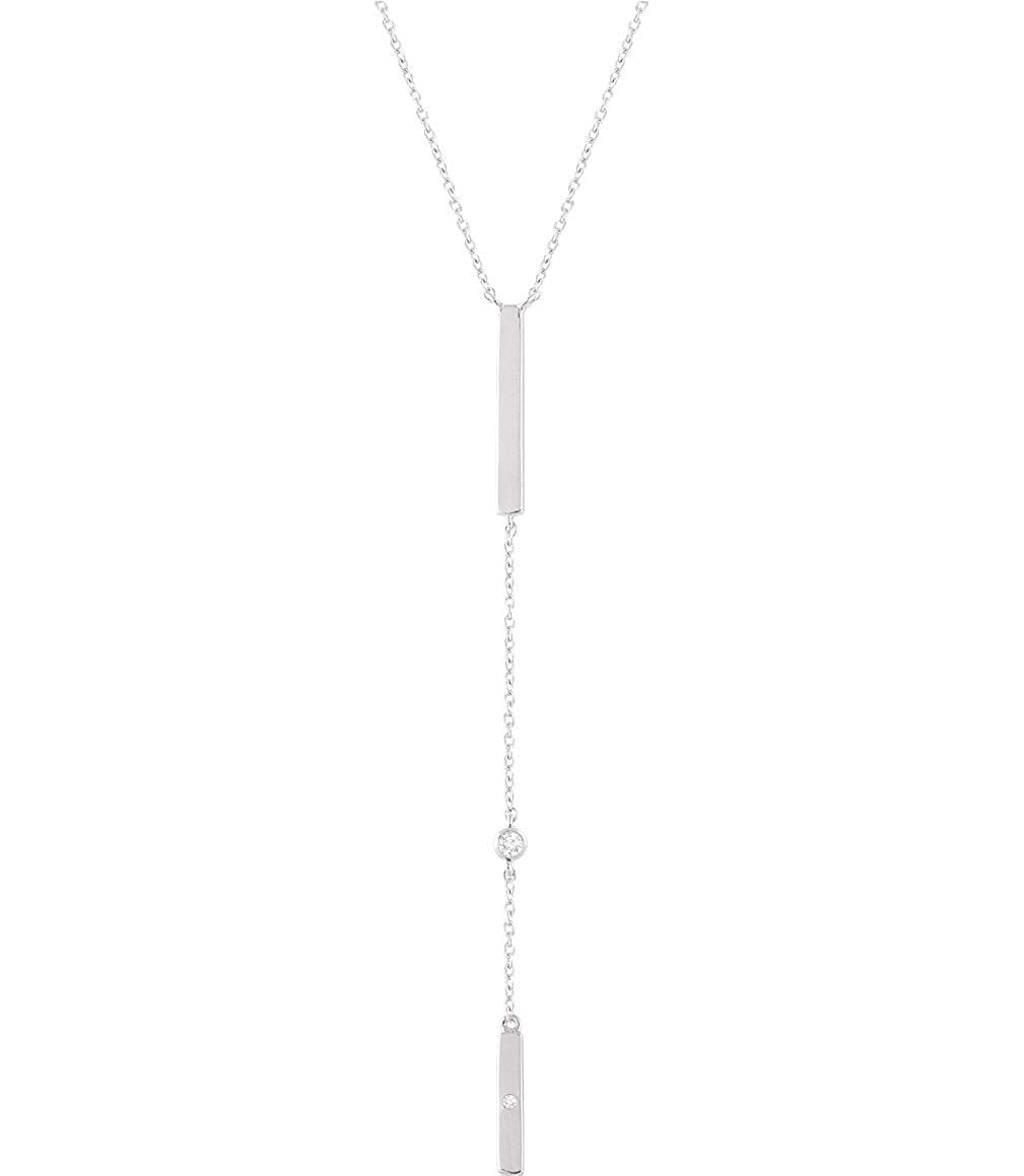 Diamond Bar Y Necklace in 14k White Gold, 16-18" ( .06 Ctw, Color H+, Clarity I1)
