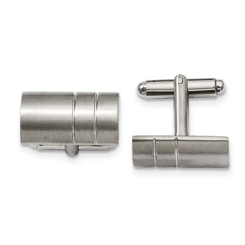 Grey Titanium Satin-Brushed Cylindrical Cuff Links,12X22MM