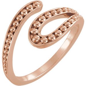 Beaded Bypass Ring, 14k Rose Gold, Size 7.75