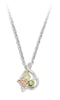 Ave 369 Synthetic Peridot August Birthstone Pendant Necklace, Sterling Silver, 12k Rose and Green Black Hills Gold