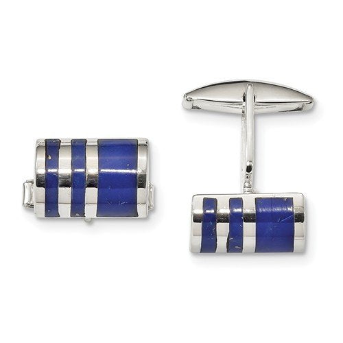 Sterling Silver Lapis Cuff Links, 25.8X16.4MM