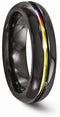 Edward Mirell Black Titanium Grooved Multi-Colored Anodized 6mm Wedding Band, Size 12