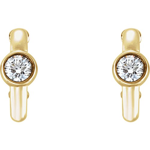 Diamond J-Hoop Earrings, 14k Yellow Gold (0.2 Ctw, G-H Color, I1 Clarity)