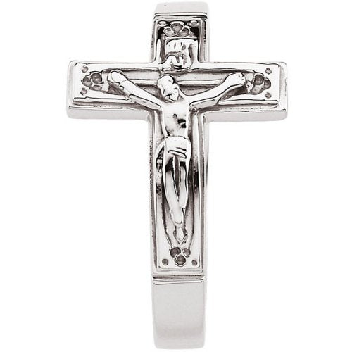Womens Sterling Silver Crucifix Chastity Ring, Size 8