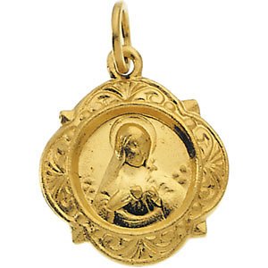 14k Yellow Gold Immaculate Heart of Mary Medal (12.14x12.09 MM)