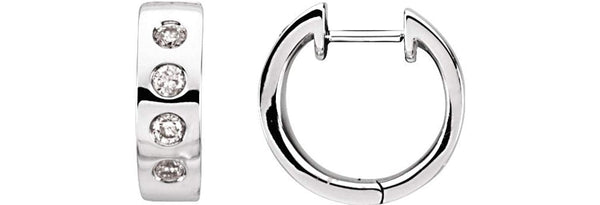 Diamond Hoop Earrings, Rhodium Plated 14k White Gold (1/3 Ctw, Color H-I, Clarity I1)