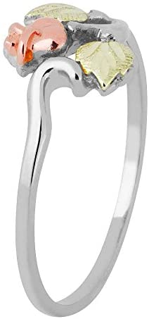 The Men's Jewelry Store (for HER) Dakota Rose Slim-Profile Ring, Sterling Silver, 12k Green and Rose Gold Black Hills Gold Motif, Size 5.25
