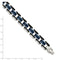 Men's Polished Stainless Steel Black and Blue Rubber Bracelet, 8.25"