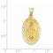 14k Yellow Gold Miraculous Medal Oval Charm Pendant (33X17 MM)