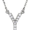Diamond Initial 'Y' Rhodium Plate 14K White Gold (1/10 Cttw, GH Color, I1 Clarity), 16.25"