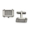 Brushed and Polished Stainless Steel Grey Carbon Fiber Inlay Rectangle Cuff Links, 11X20MM