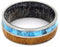 Turquoise, Mesquite Wood, Deer Antler Sleeve 7mm Comfort-Fit Brushed Titanium Wedding Band, Size 6.75