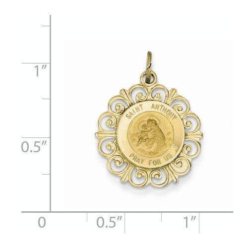 14k Yellow Gold St. Anthony Medal Charm (26X19 MM)