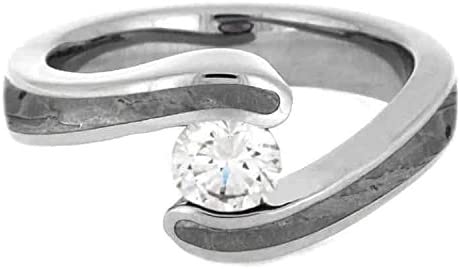 The Men's Jewelry Store (Unisex Jewelry) Diamond Seymchan Meteorite 10mm Comfort-Fit Titanium Engagement Ring, Size 4.25